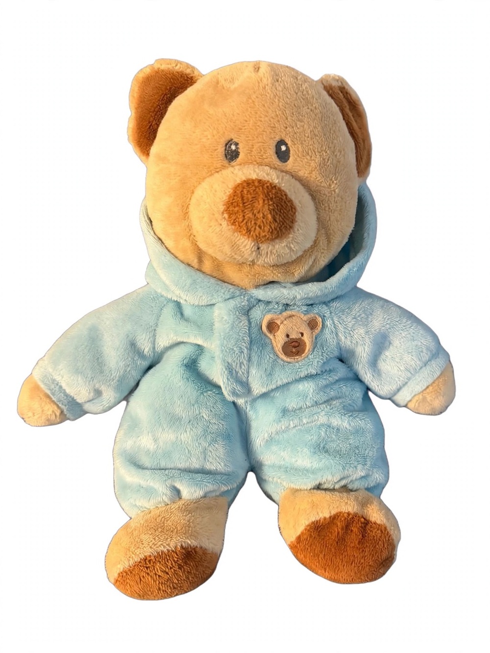 TY 2012 Pluffies Tylux Baby Bear Blue Teddy Tan Brown PJs Soft 10" Plush